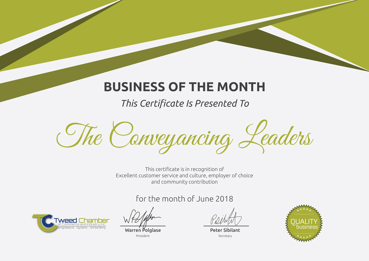 The Conveyancing Leaders - June 2018 - Tweed Chamber of Commerce and ...